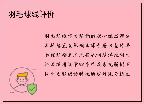 羽毛球线评价